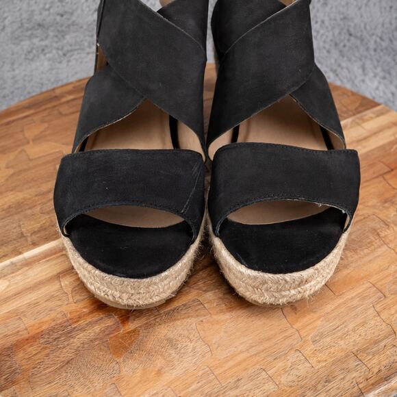 Soul Naturalizer Oshay Wedge Size 9 Black Leather Espadrille Sandal - Picture 3 of 8